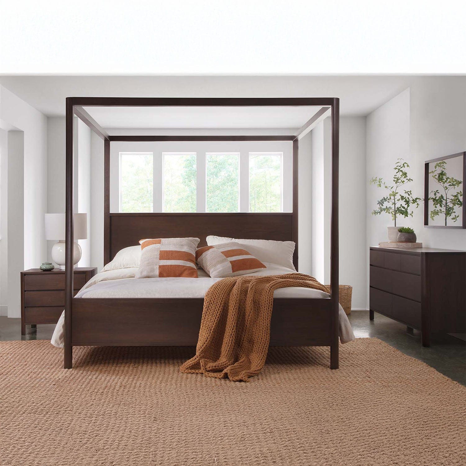 WEST BROTHERS FURNITURE CURVA WOD PANEL POSTER BEDROOM SETTING -MOCHA