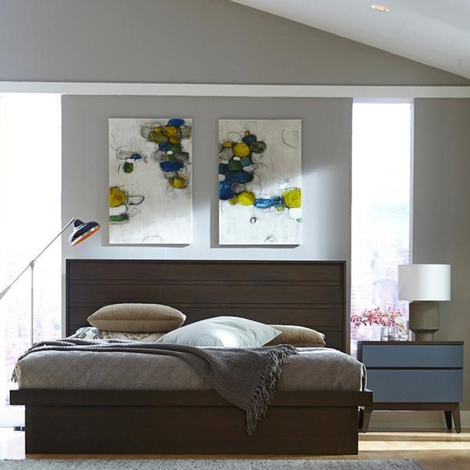 WEST BROTHERS FURNITURE SERRA WOOD PANEL BED WITH DRAWERS