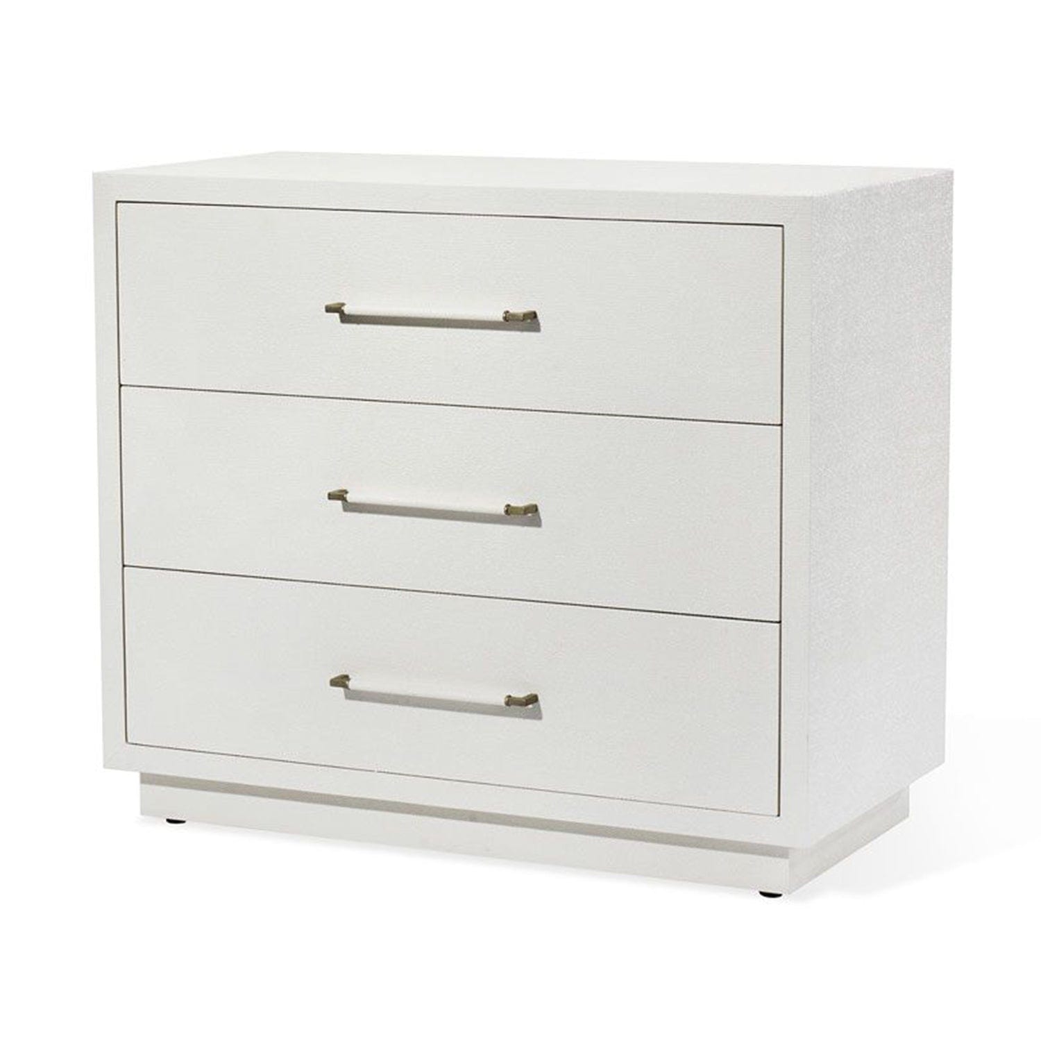 INTERLUDE HOME TAYLOR 3 DRAWER CHEST Natural White Faux Linen