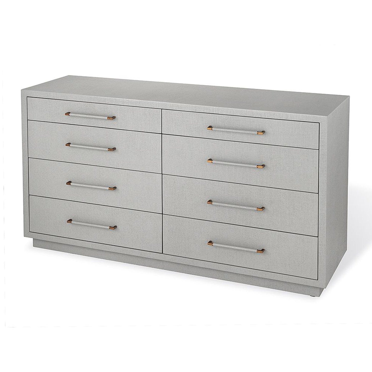 INTERLUDE HOME TAYLOR 8 DRAWER CHEST Light Grey Faux Linen