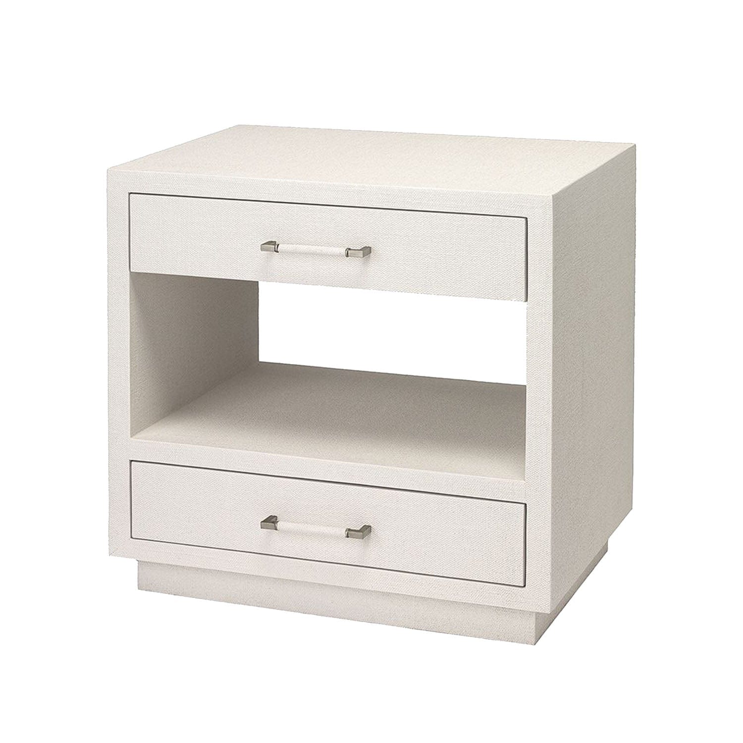 INTERLUDE HOME TAYLOR 2 DRAWER NIGHTSTAND Natural White Faux Linen