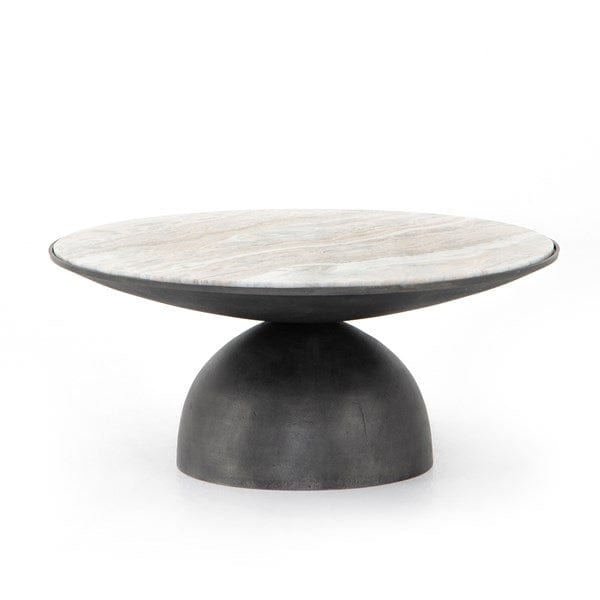 FOUR HANDS CORBETT COFFEE TABLE Grey with Creamy Taupe Marble