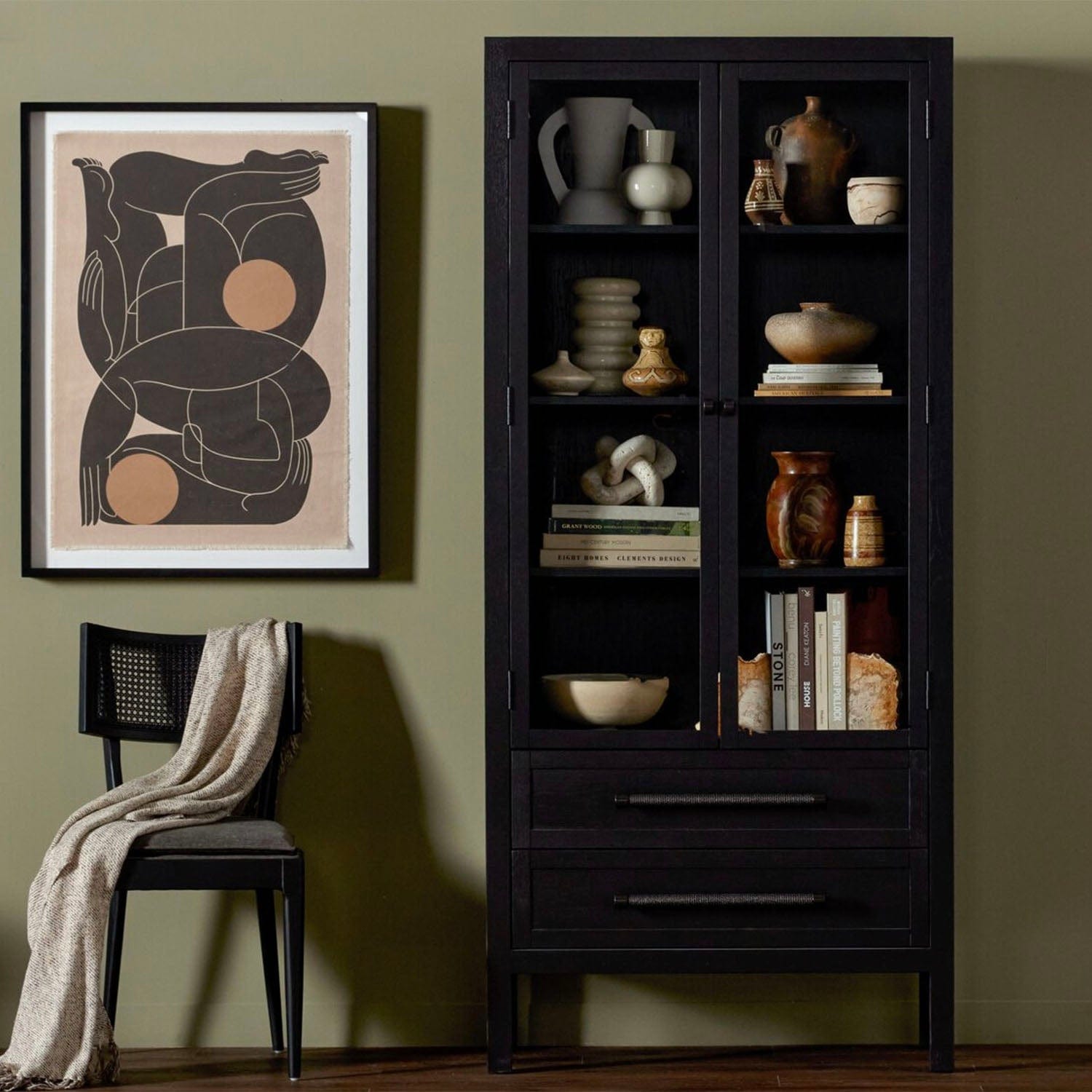 FOUR HANDS LAKER CABINET Black Oak