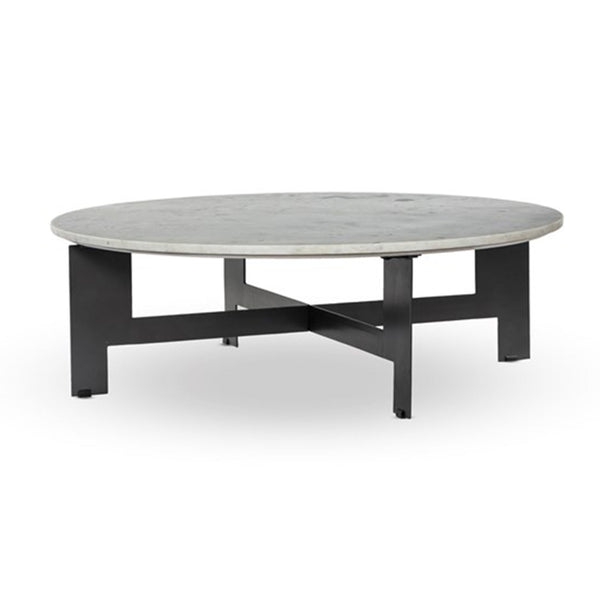 MARBLE AND IRON COFFEE TABLE ONCE A TREE FURNITURE, VANCOUVER BC