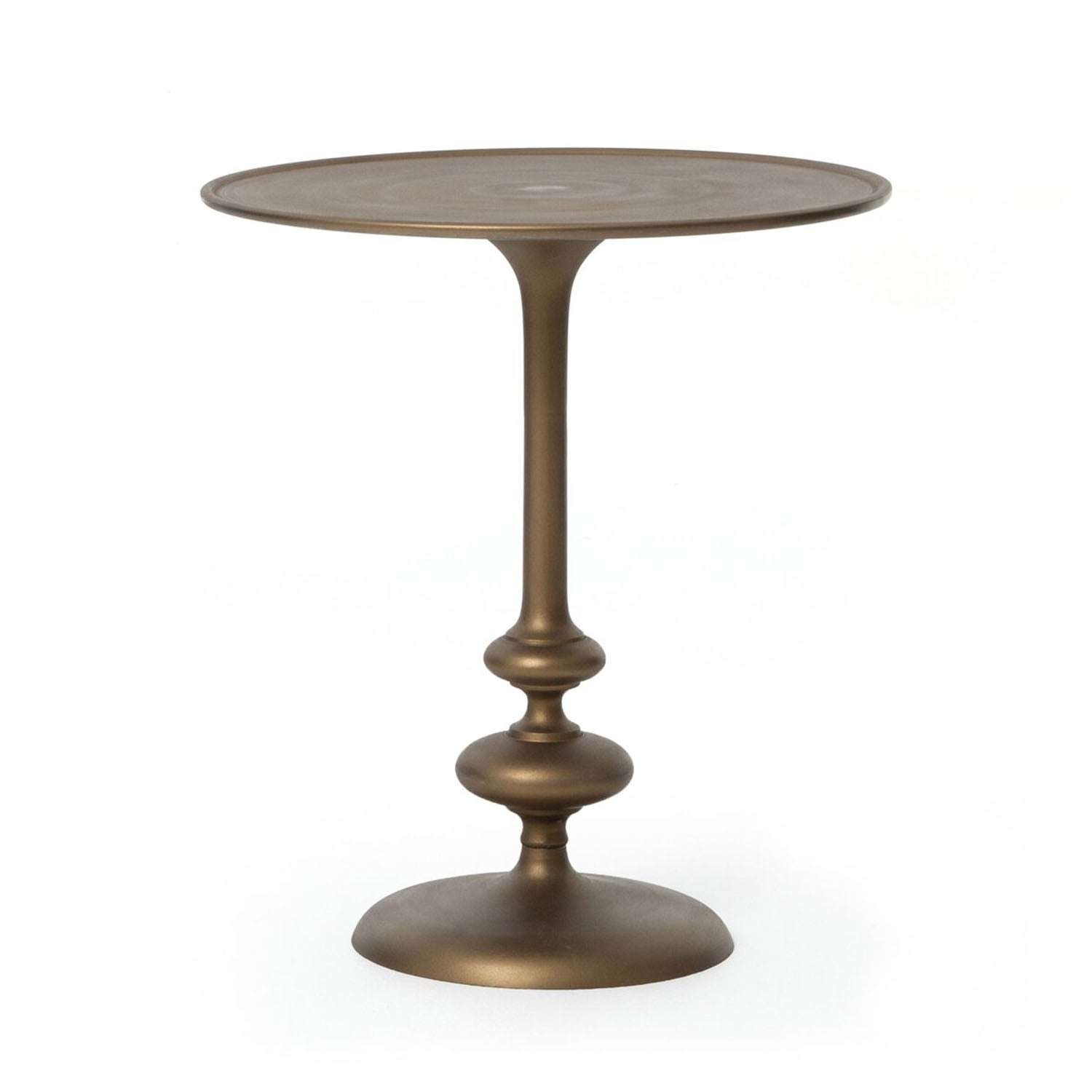 Marlow Brass pedestal table on a white background