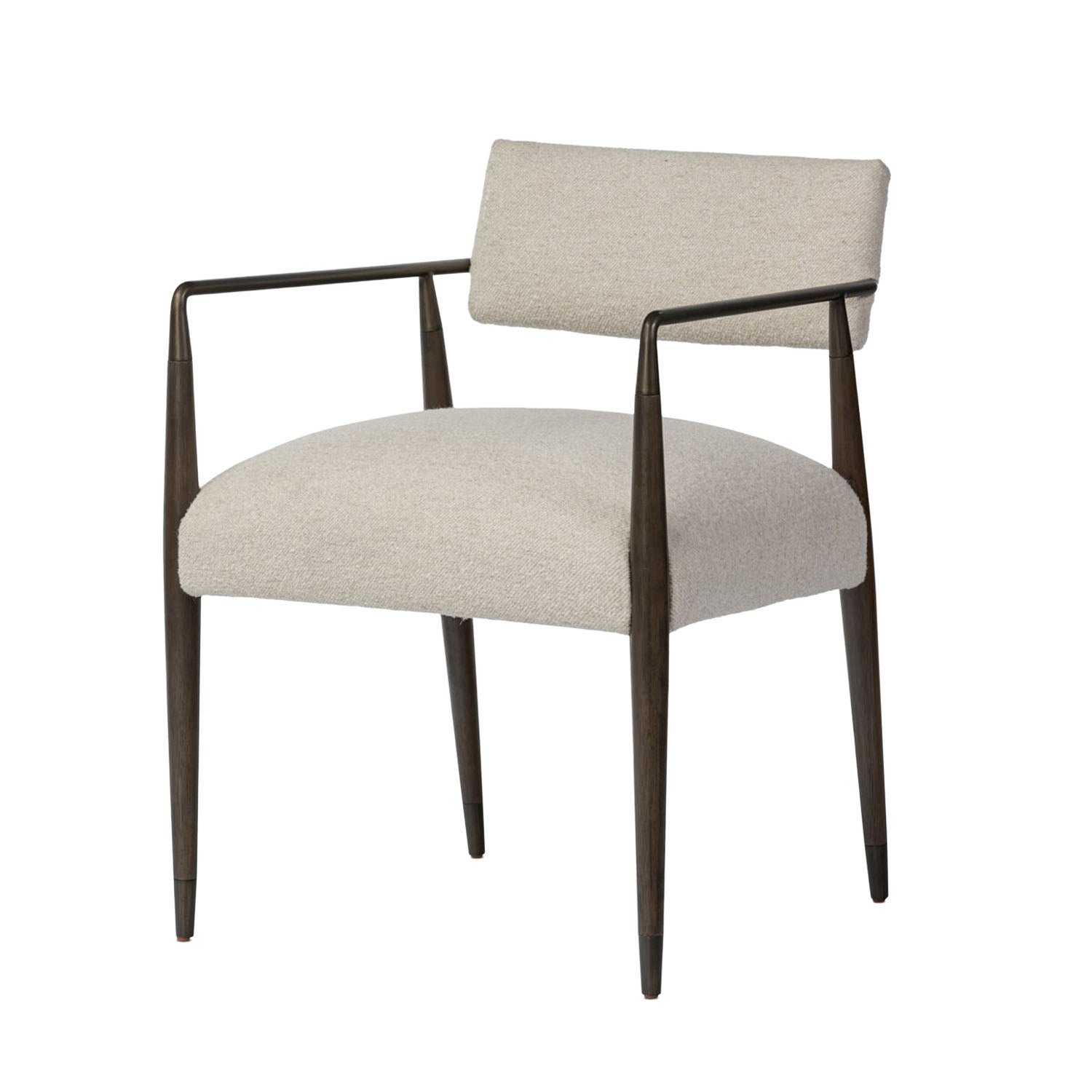 Walden armchair with dark metal frame on a white background