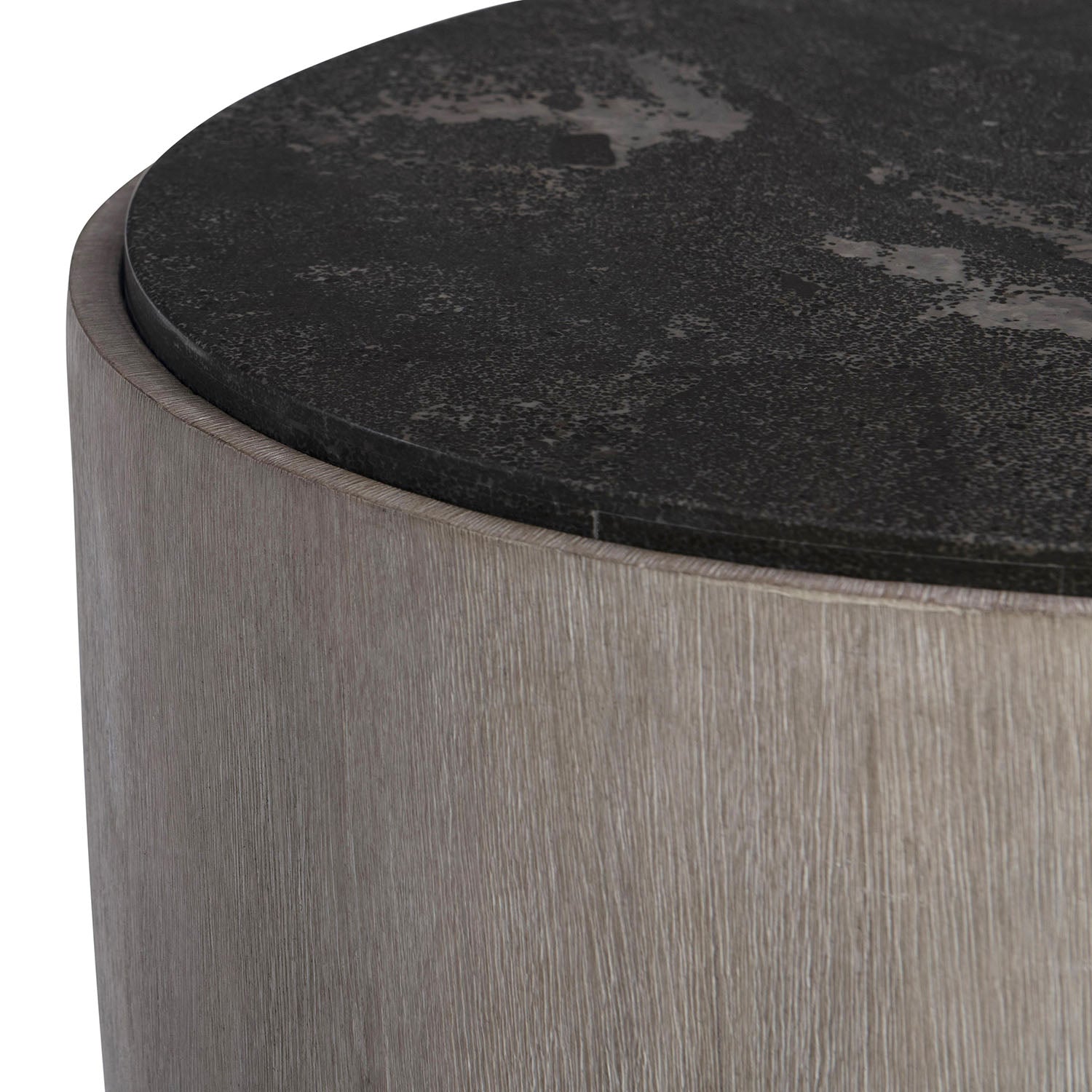 Croft End Table from Bernhardt with dark marble top and wooden base