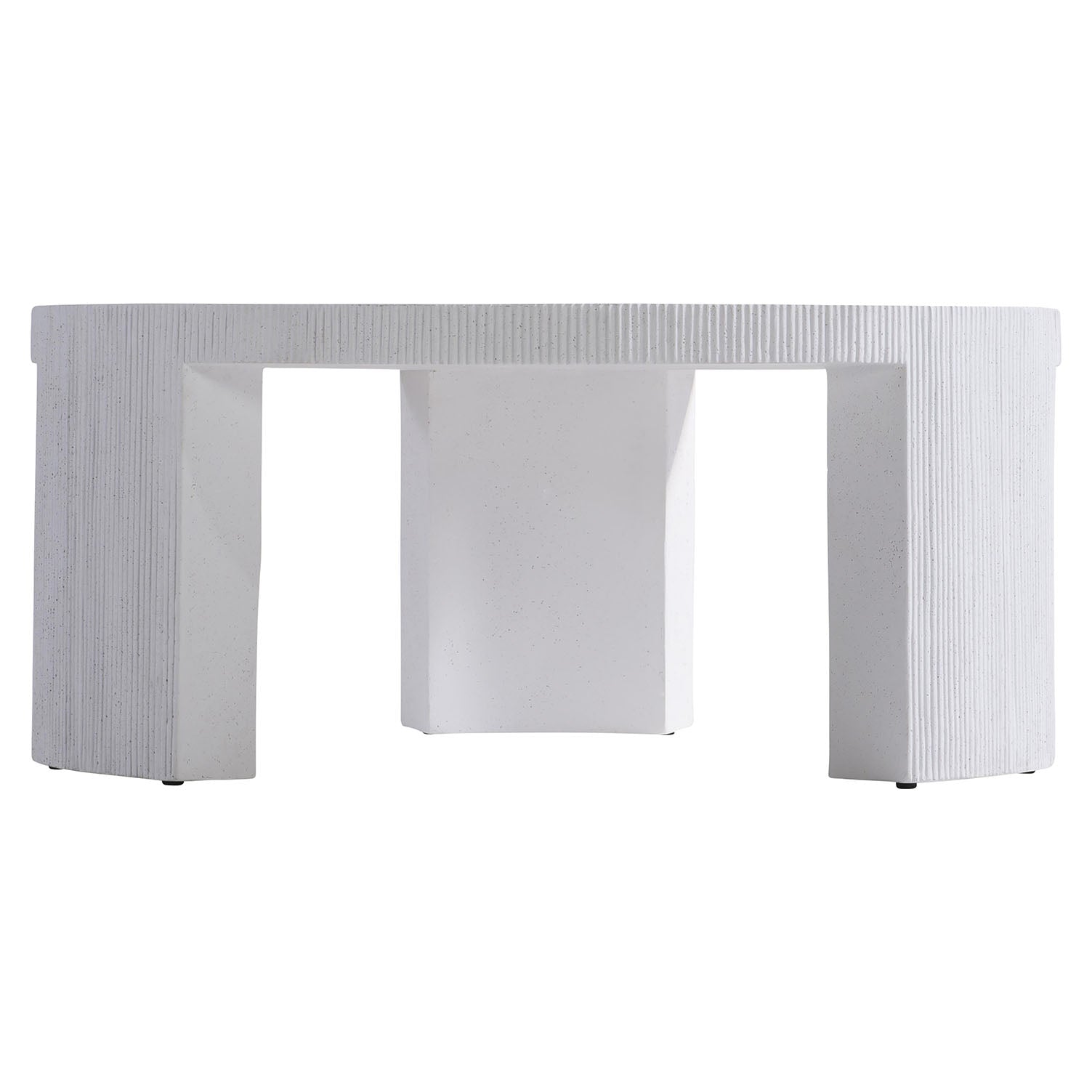 White Islamorada coffee table with ribbed surface on a white background