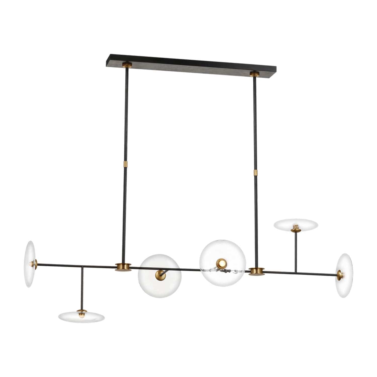 VISUAL COMFORT CALVINO LINEAR CHANDELIER Iron & Hand Rubbed Antique Brass
