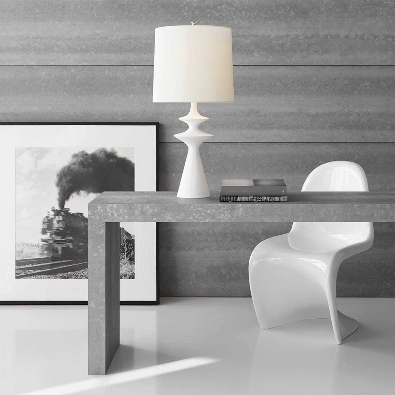 VISUAL COMFORT LAKMOS TABLE LAMP Plaster White
