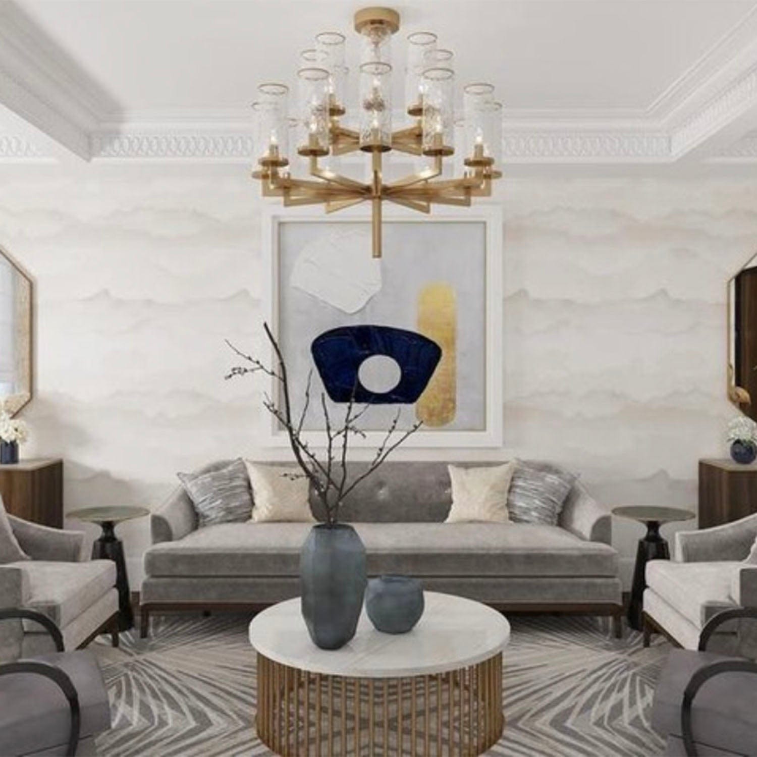 VISUAL COMFORT LIAISON DOUBLE TIER CHANDELIER