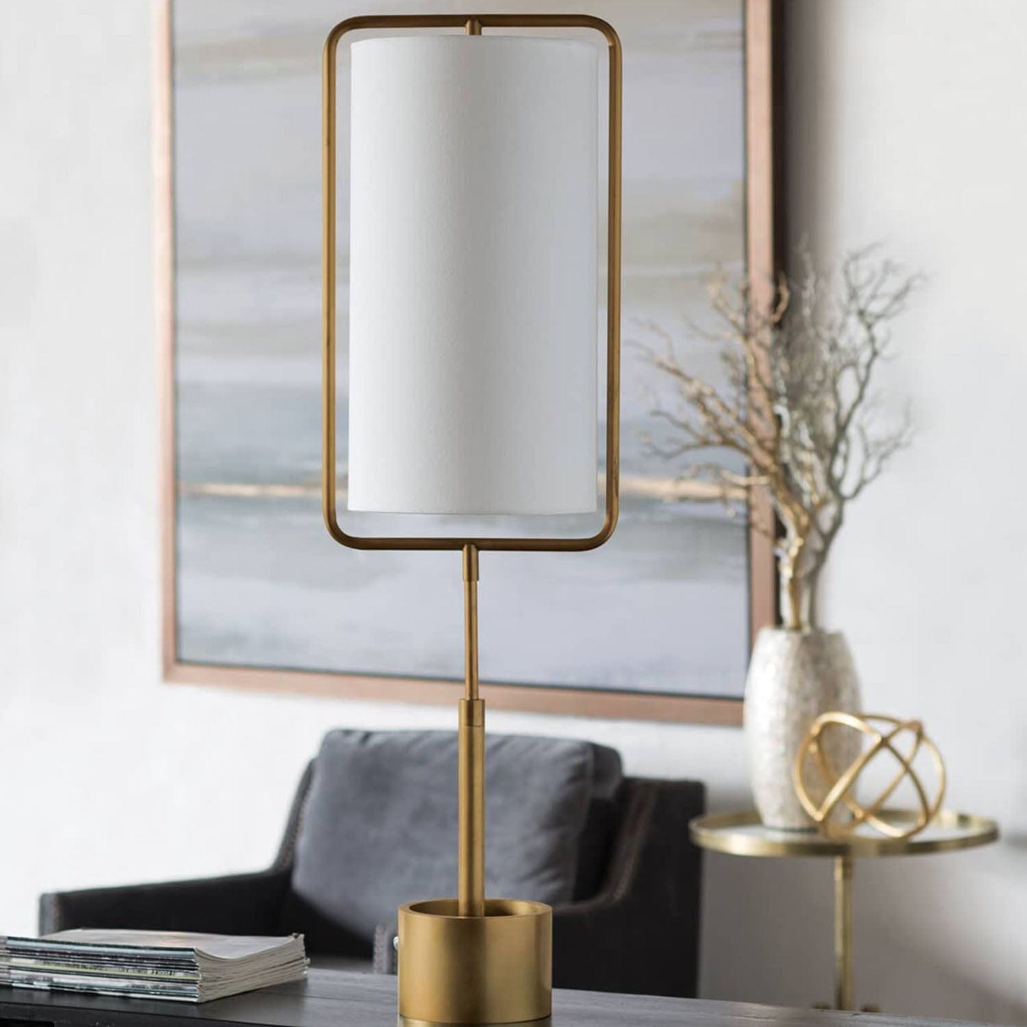 REGINA ANDREW DESIGN GEO RECTANGLE TABLE LAMP Brass