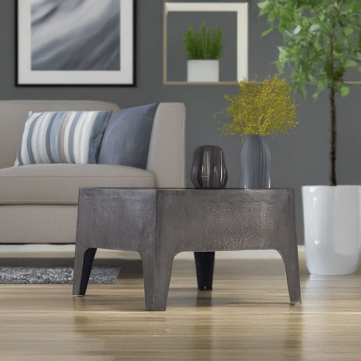 BERNHARDT ARMSTRONG METAL COCKTAIL TABLE