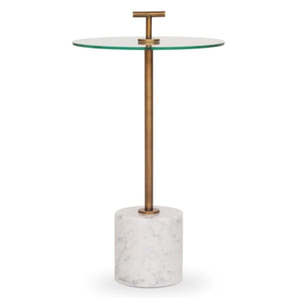 MITCHELL GOLD + BOB WILLIAMS HANDLER PULL-UP TABLE White Marble & Brass