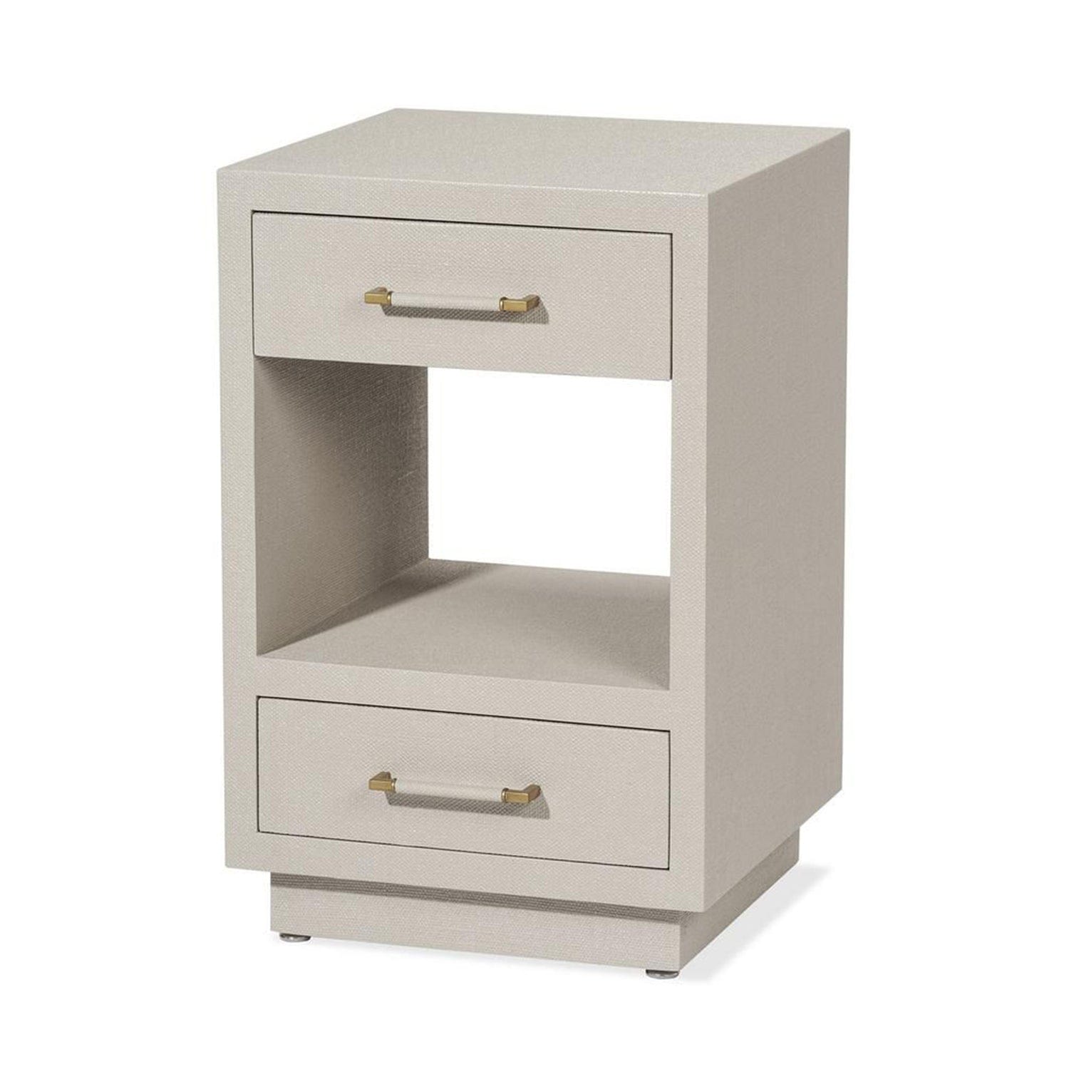 INTERLUDE HOME TAYLOR SMALL 2 DRAWER NIGHTSTAND Sand Faux Linen