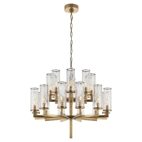 VISUAL COMFORT LIAISON DOUBLE TIER CHANDELIER ANTIQUE-BURNISHED BRASS