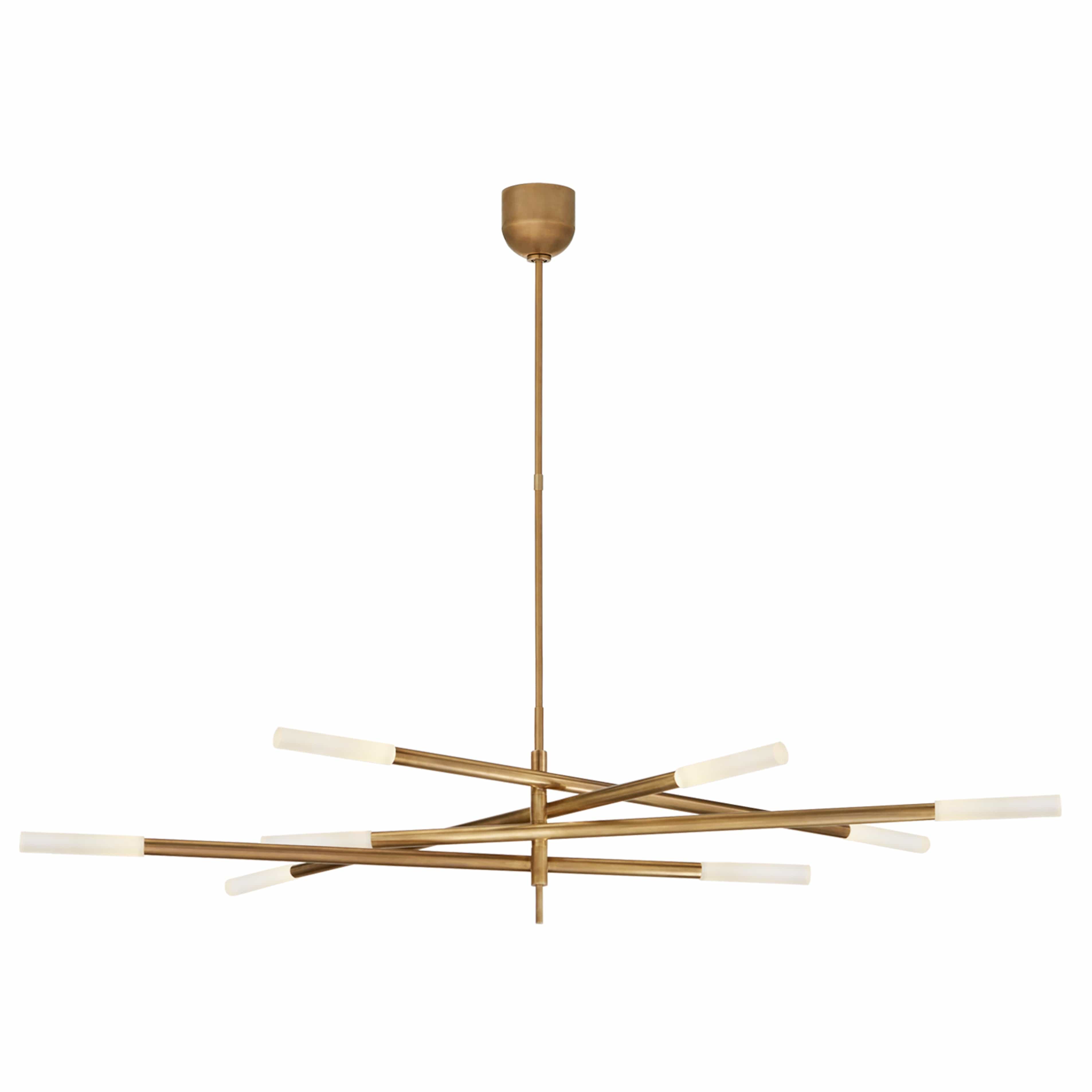 VISUAL COMFORT ROUSSEAU CHANDELIER Antique Burnished Brass-Etched Crystal