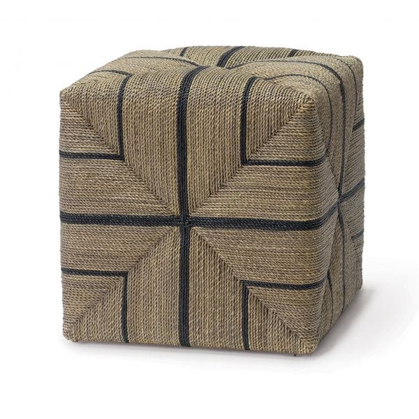PALECEK FRITZ ROPE SQUARE OTTOMAN Grey with Black Stripes