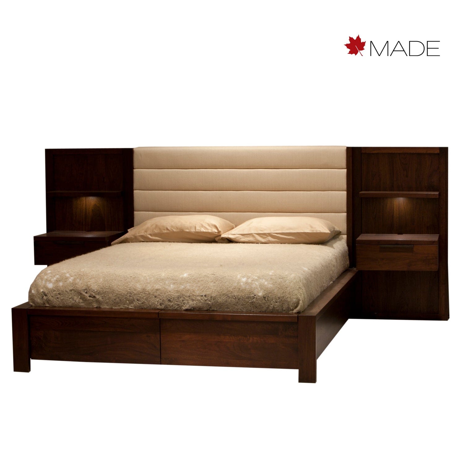 WEST BROTHERS FURNITURE PHASE UPHOLSTERED BED W/NIGHTSTANDS