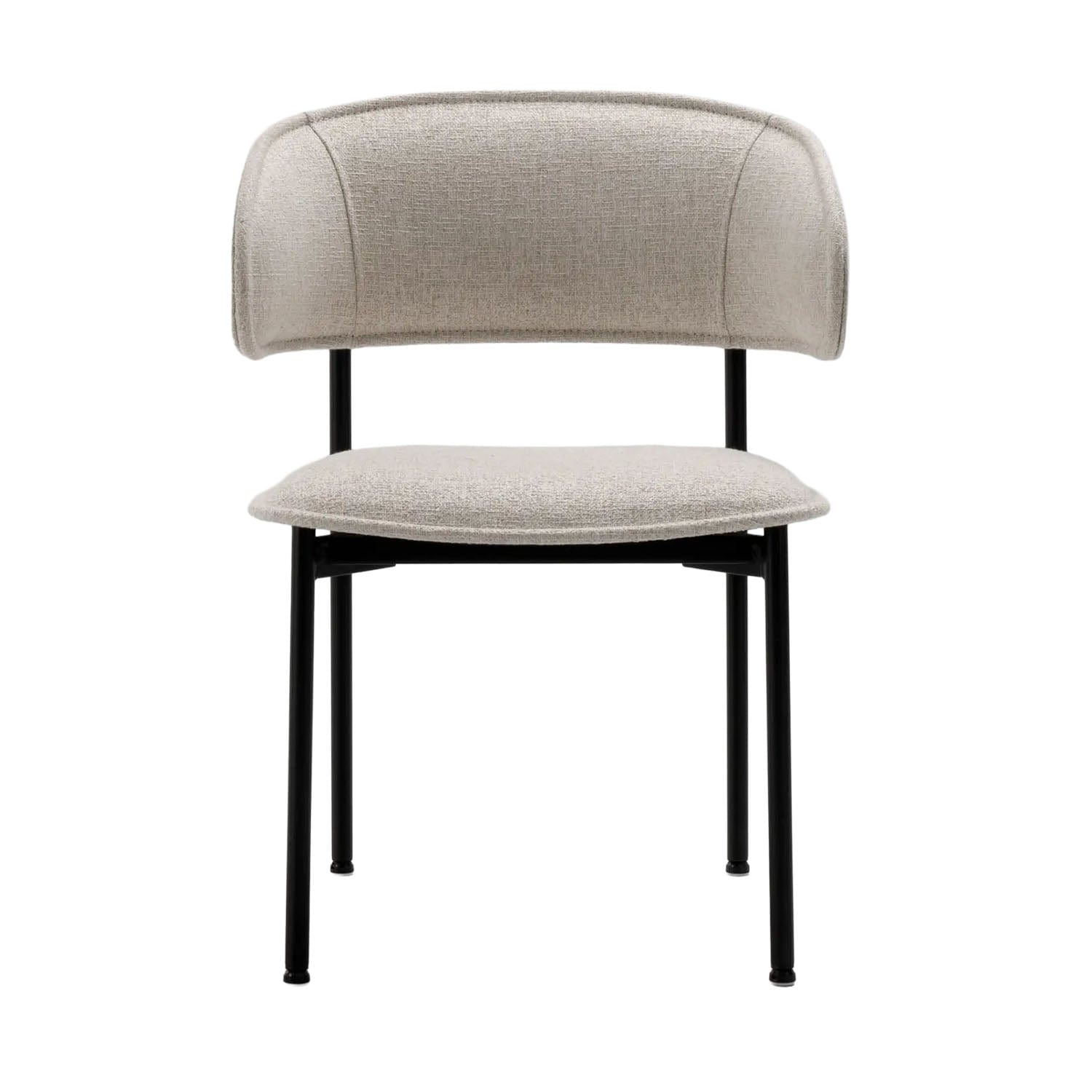 front facing Beige Chloe dining chair with black legs on a white background