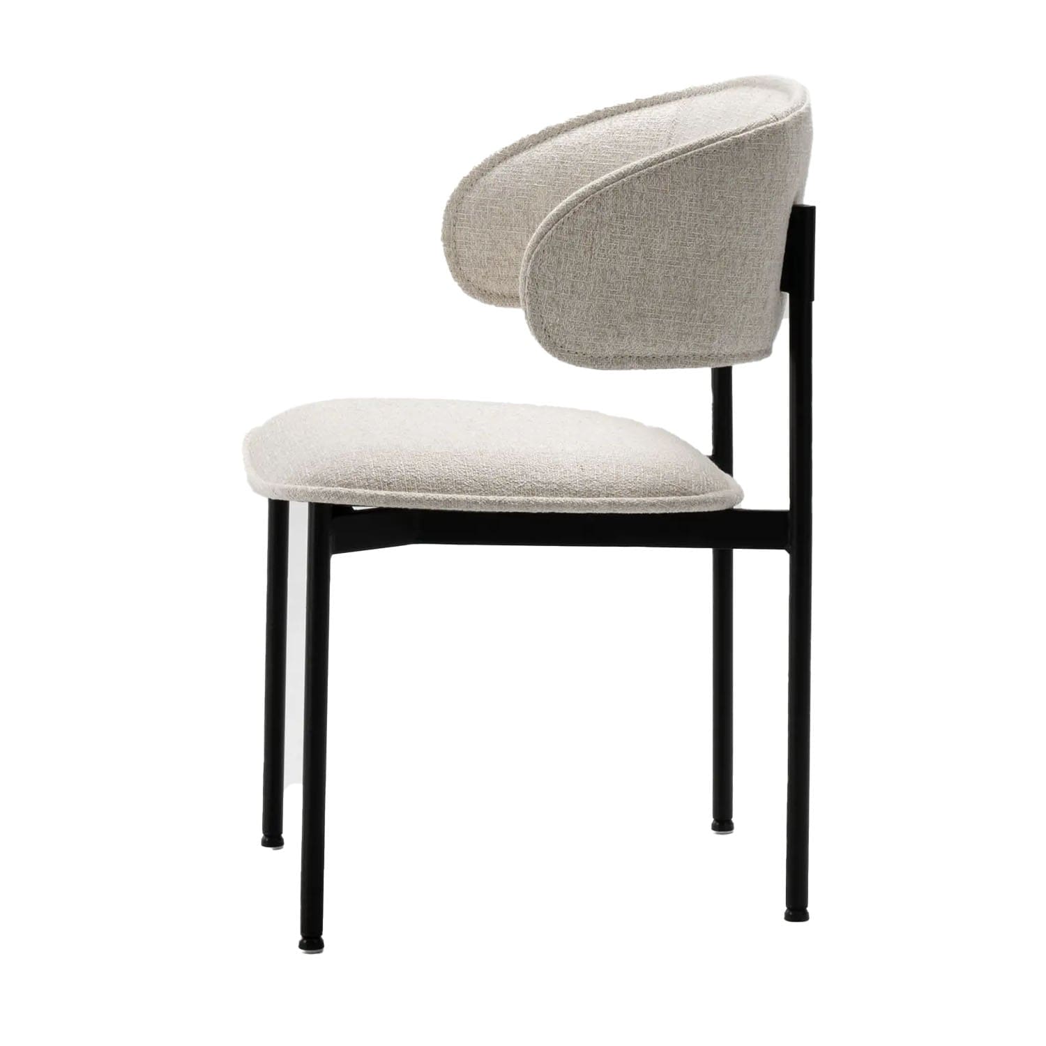 Modern Chloe dining chair with beige cushioned seat and backrest on a white background