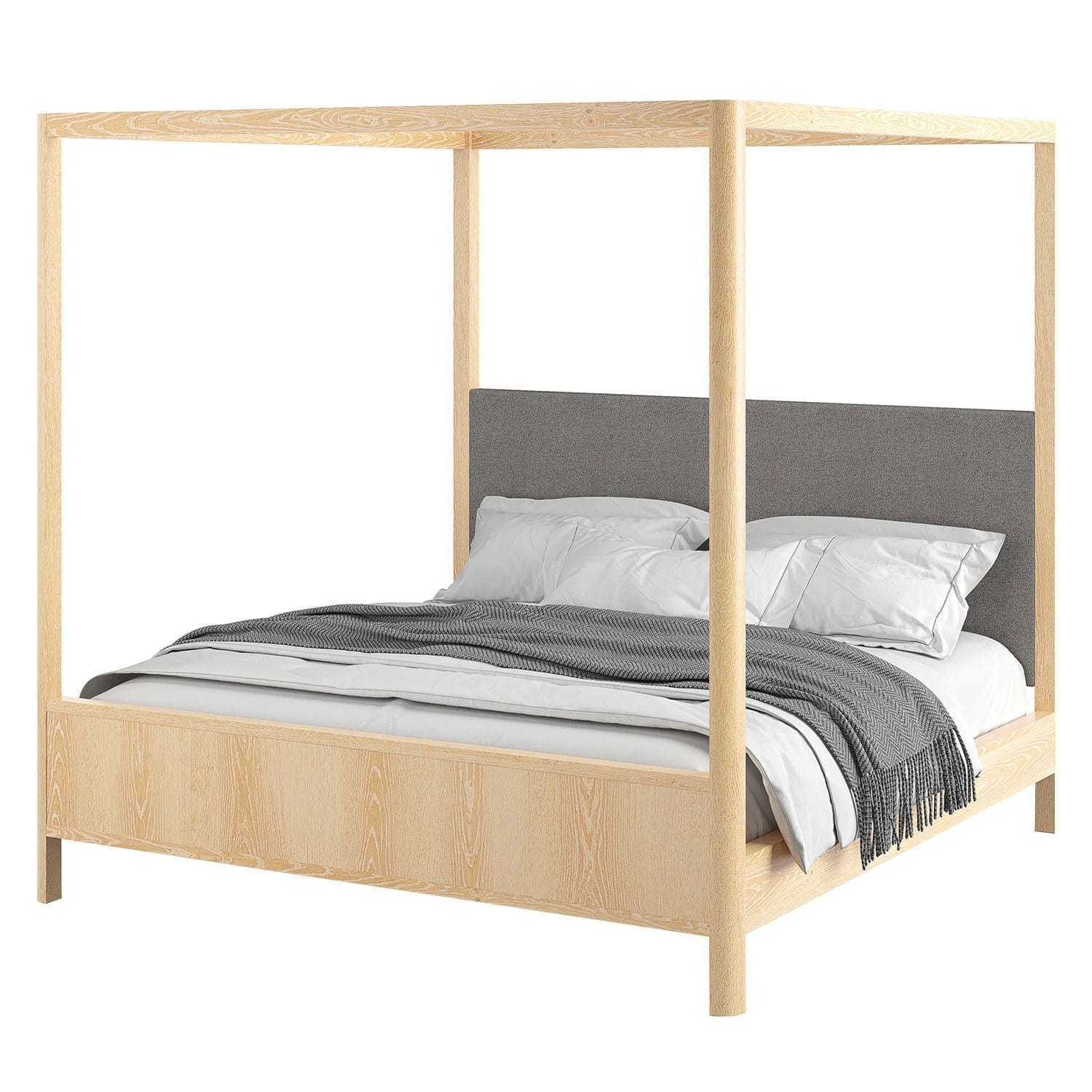 WEST BROTHERS FURNITURE CURVA UPHOLSTERED PANEL POSTER BED -CAPPUCINO