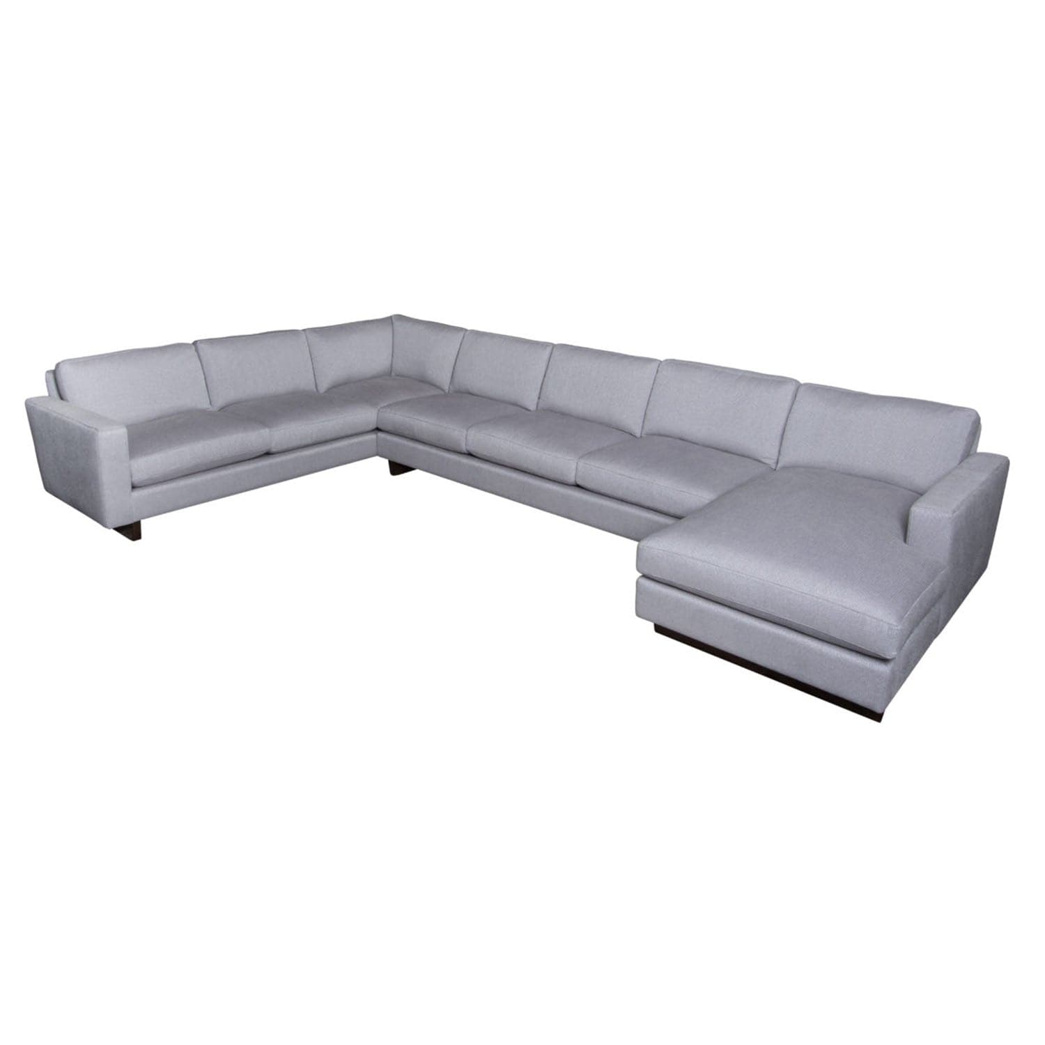 Gray Leonardo sectional sofa with no pillows on a white background