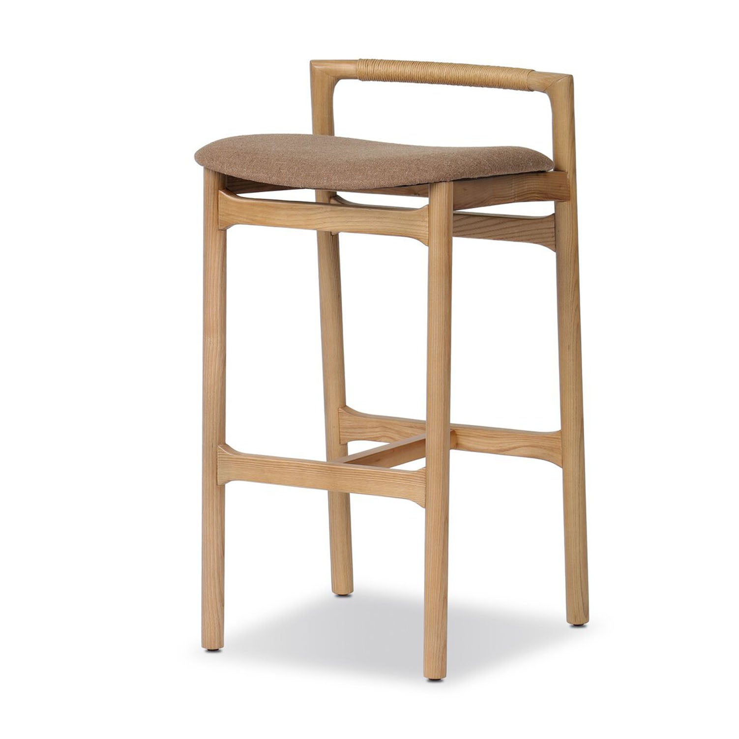 Baden Stool in Solid Ash in Toasted with Antwerp Cafe fabric