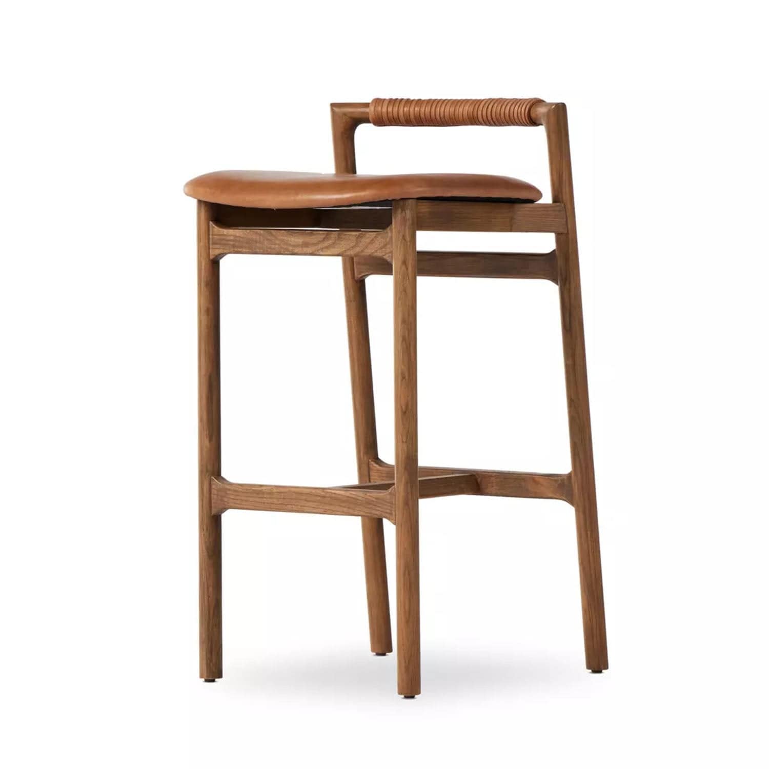 Baden Stool in Solid Nettlewood in Lamont with Haven Tobacco Top Grain Leather
