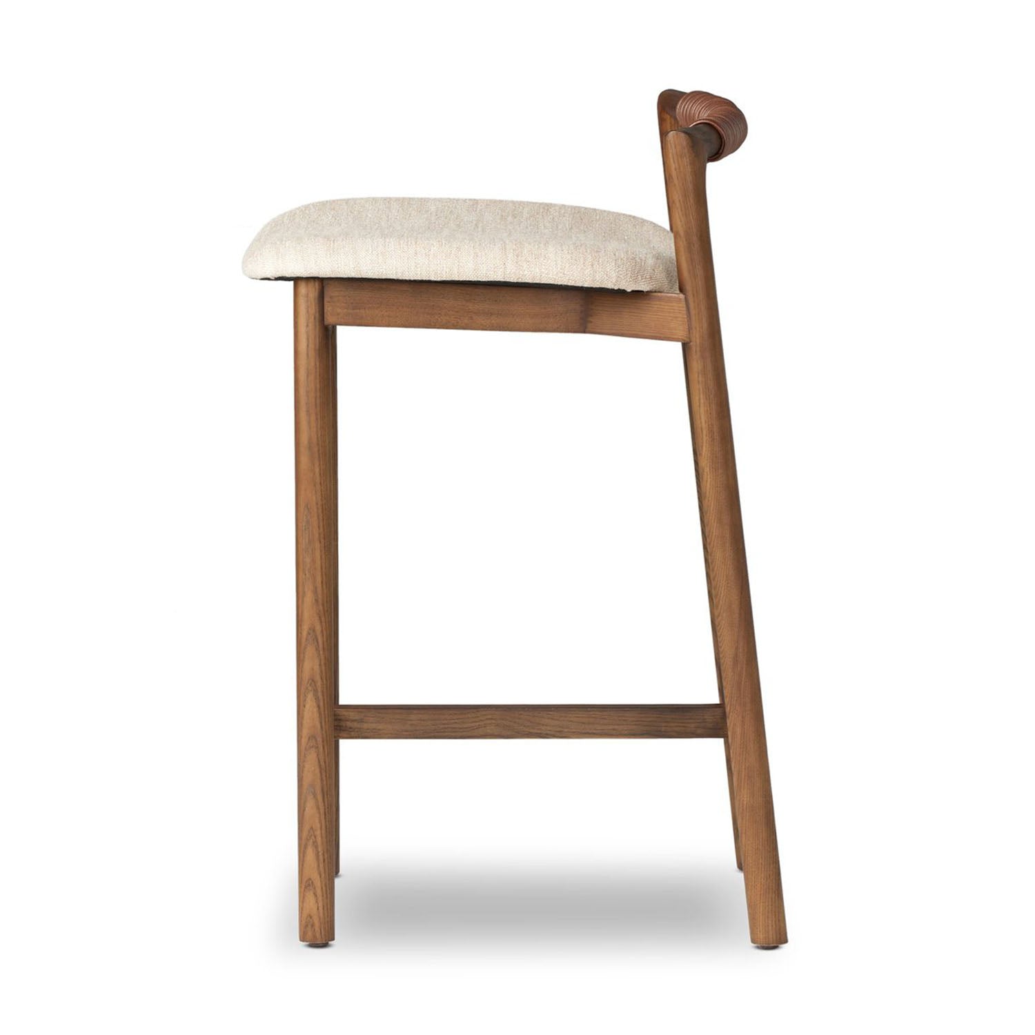 Baden Stool in Solid Ash in Sienna Brown with Alcala Wheat Fabric and Sonoma Coco Top Grain Leather
