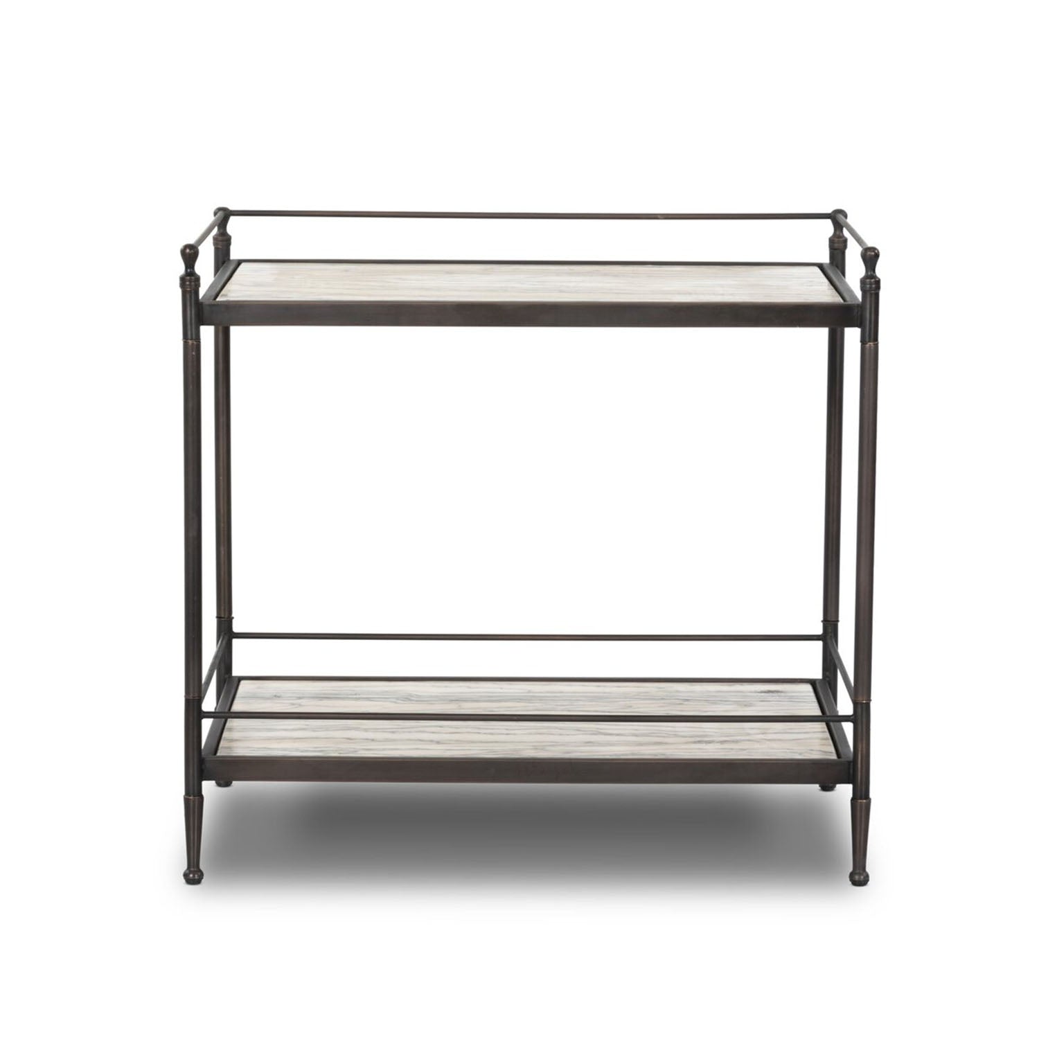 Eisen Two-tier nightstand with marble top on a white background front view