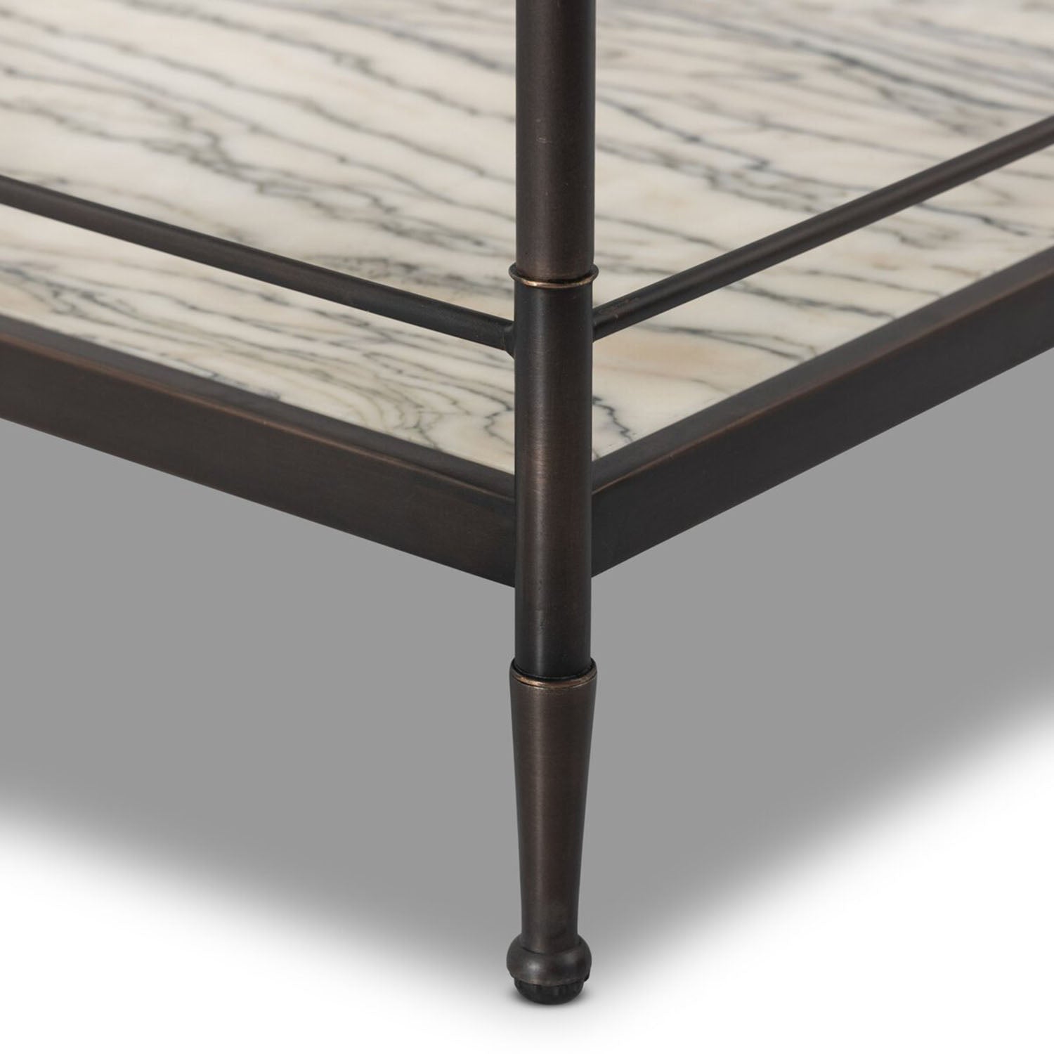 Eisen Two-tier nightstand with marble top on a white background detail view