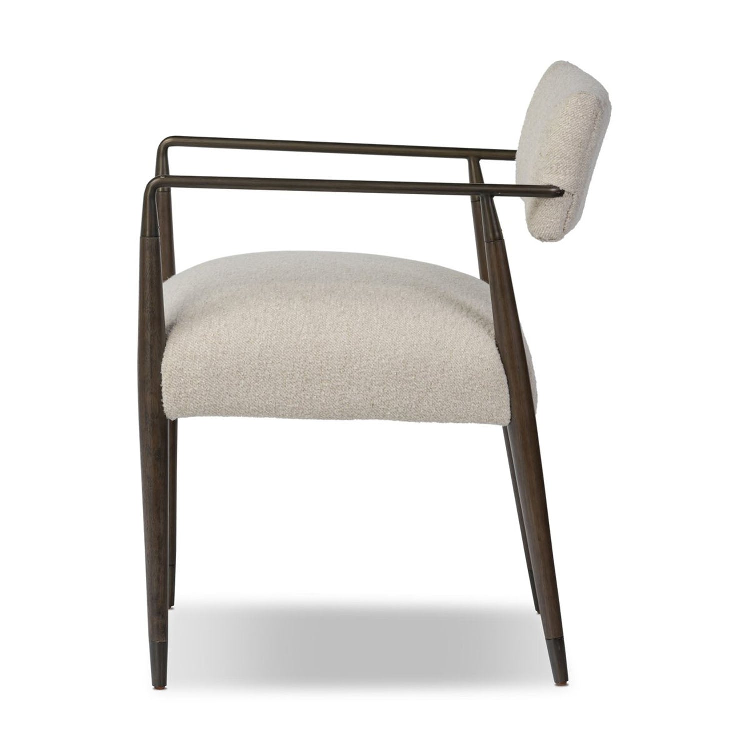 Waldon chair with wooden frame and beige cushion on a white background-side view

