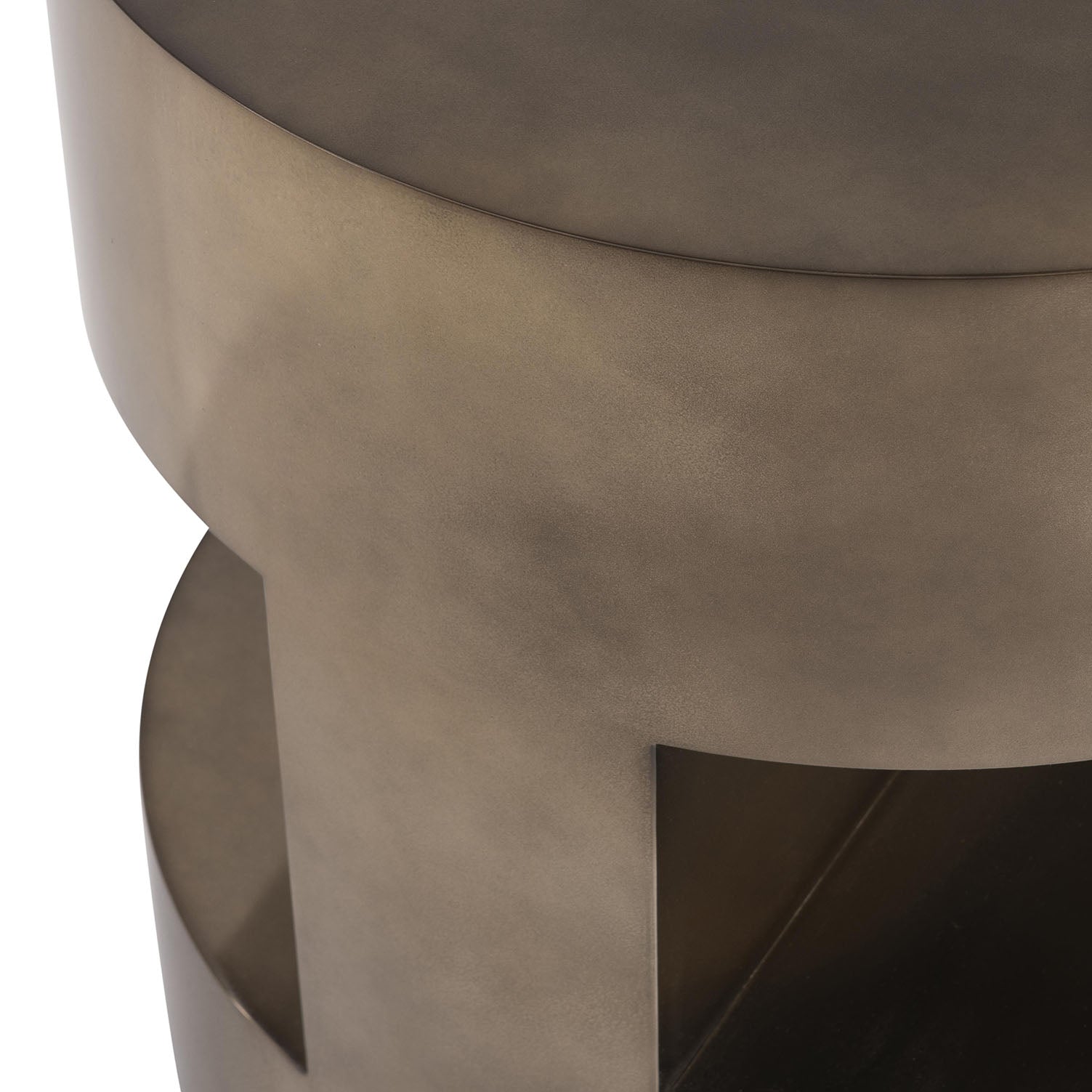 Close-up of a cassie side table with a textured surface.