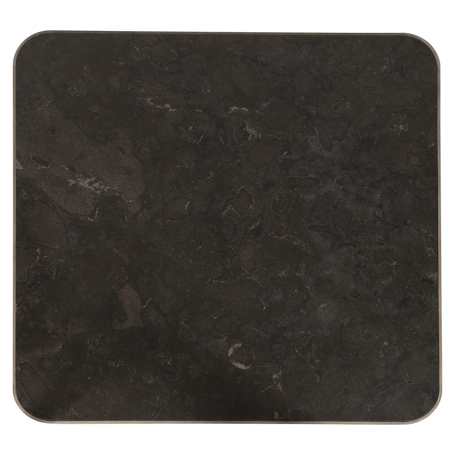 Croft coffee table from Bernhardt with bluestone top and mahogany base on a white background top view