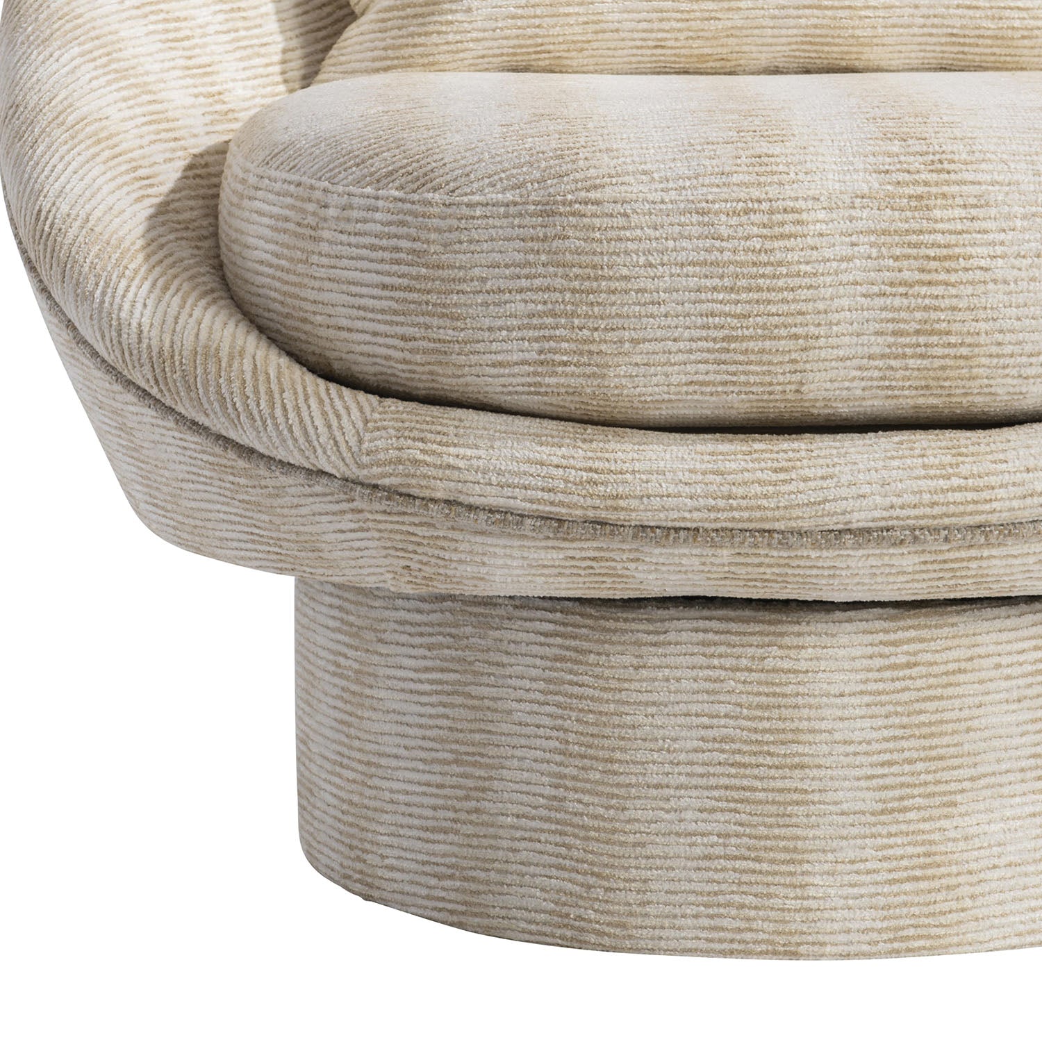 Close-up of a textured beige Lucia chair with a white background