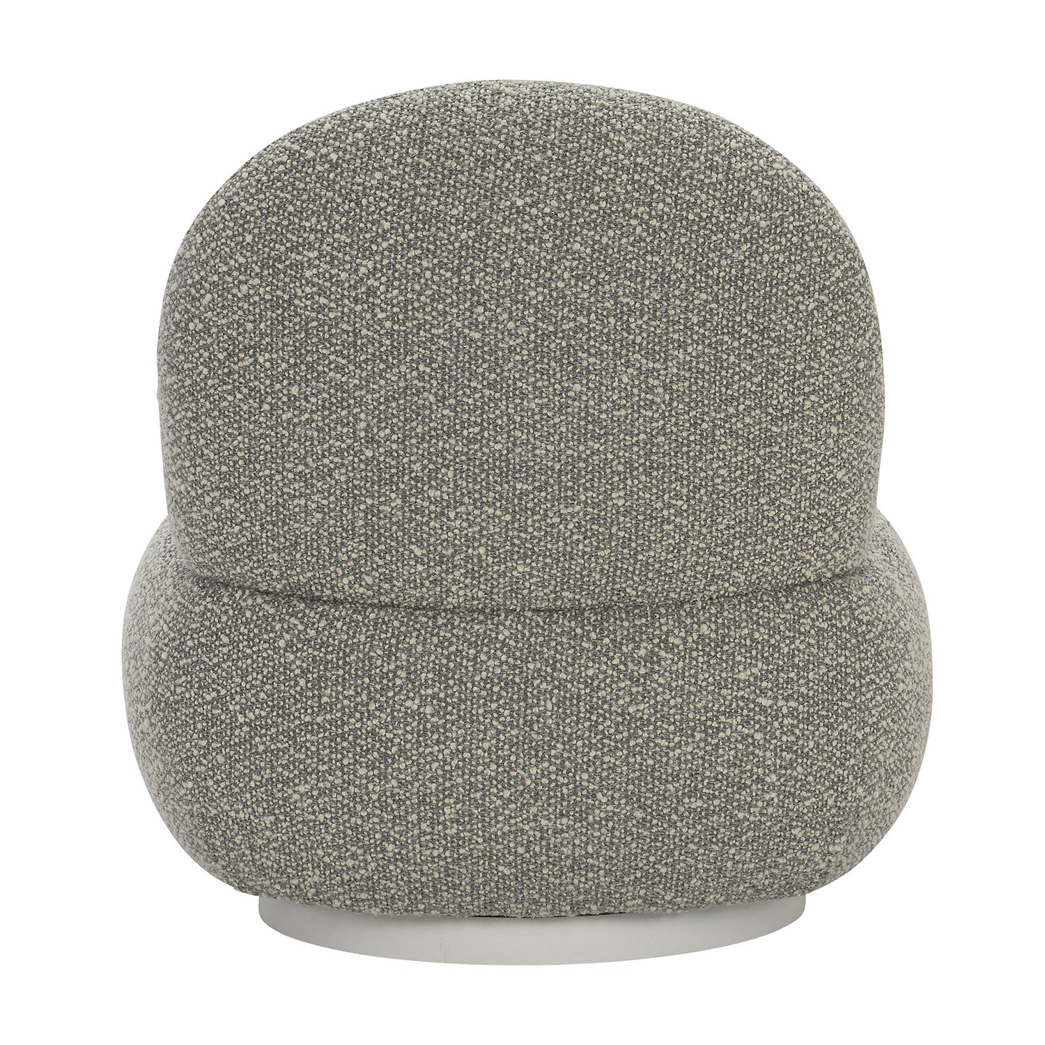 Lulu Gray textured ottoman on a white background-back view