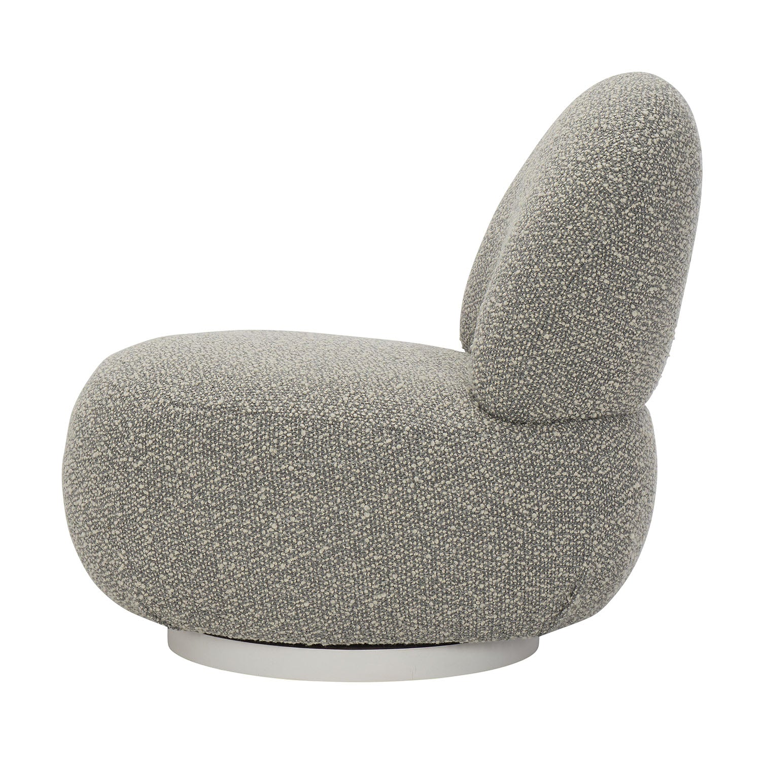 Lulu Gray textured chair on a white background-side view