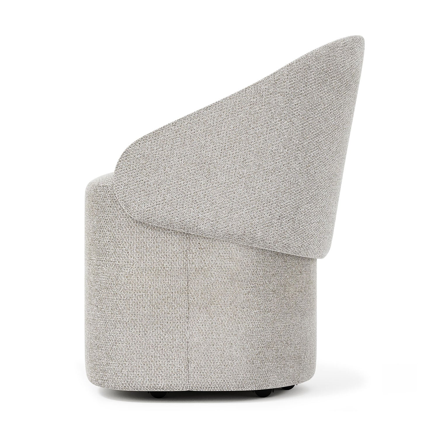 Modern gray tempo chair with a unique design on a white background-side view