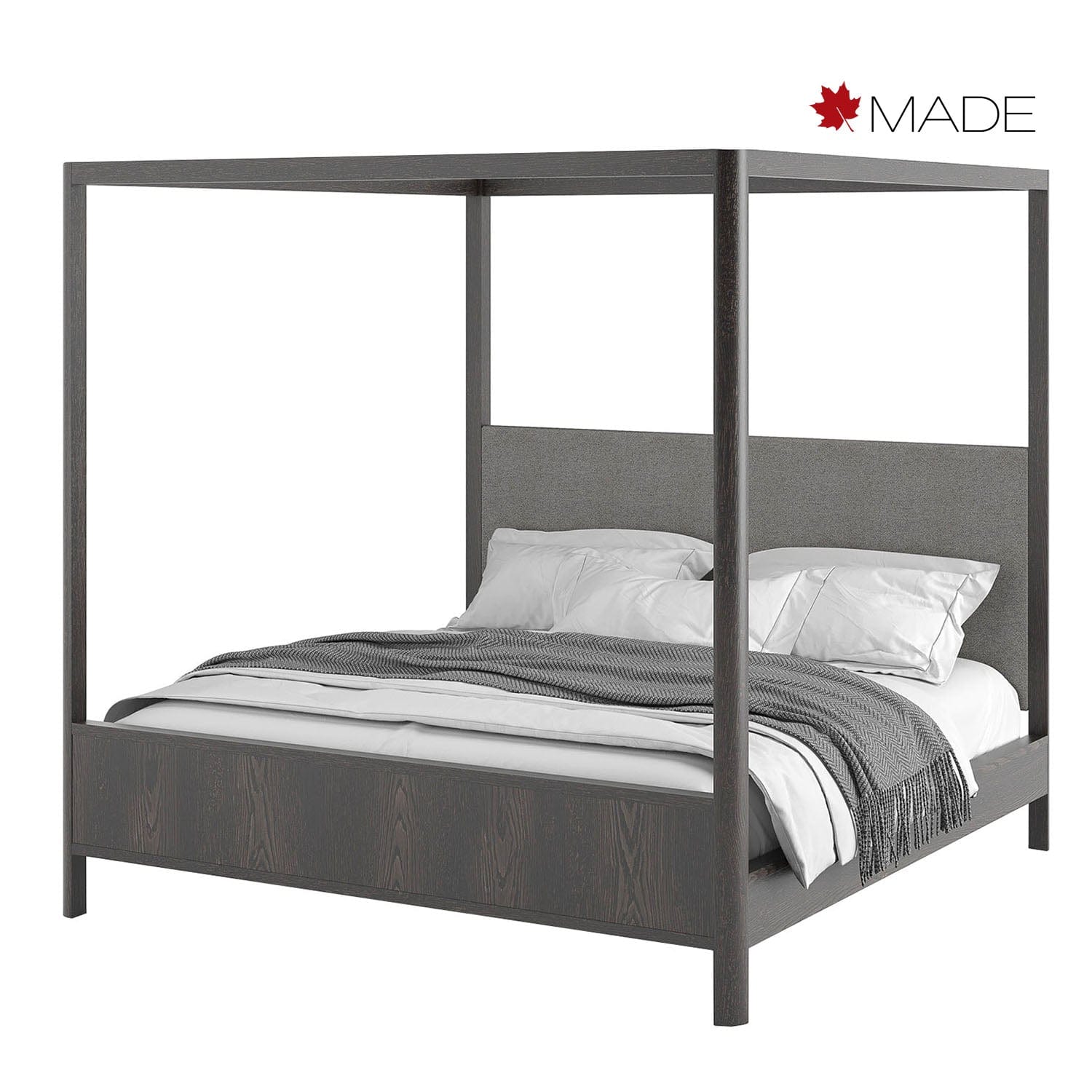 WEST BROTHERS FURNITURE CURVA UPHOLSTERED PANEL POSTER BED -MOCHA