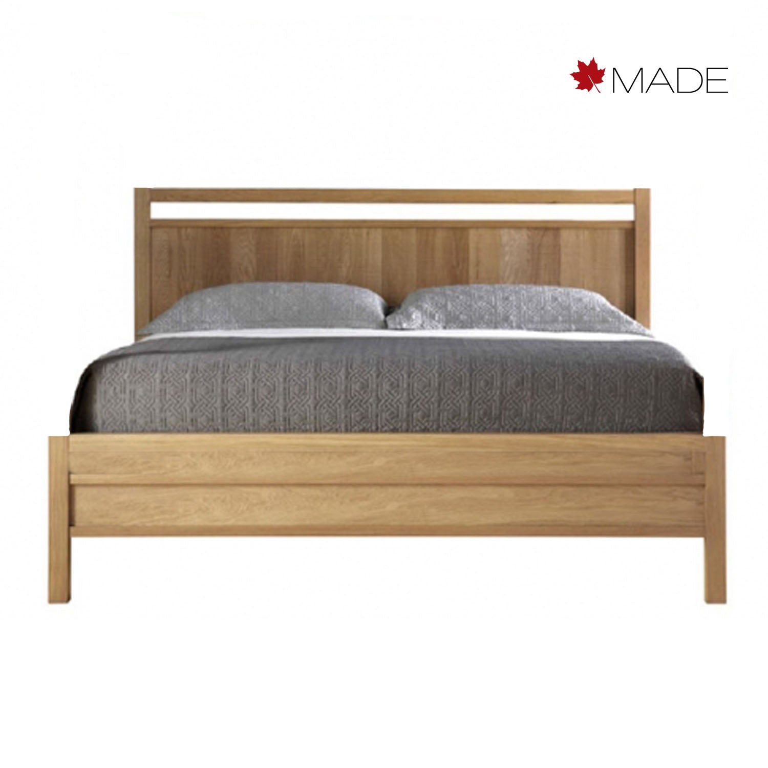 WESTBROTHERS Fulton wood panel bed on a white back ground with the Canadian Flag MADE logo